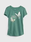 Kız Çocuk Yeşil %100 Organik Pamuk Grafik Baskılı T-Shirt