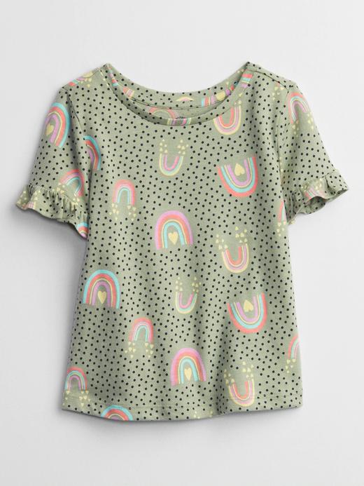 Kız Bebek Yeşil Fırfır Detaylı Kısa Kollu T-Shirt