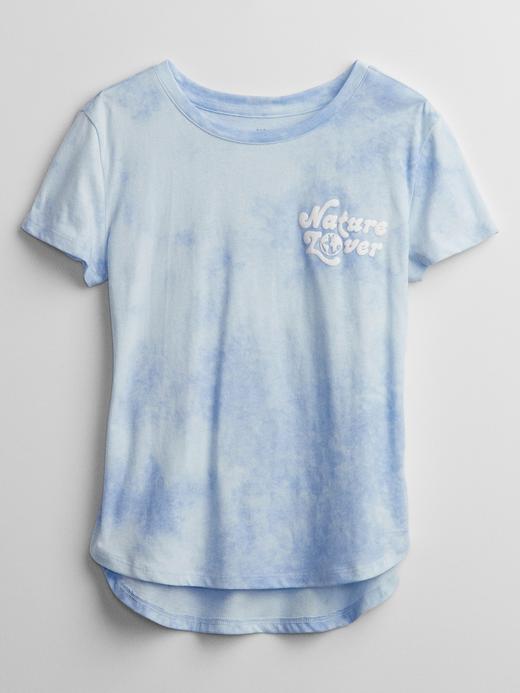 Kız Çocuk Mavi Grafik Baskılı T-Shirt