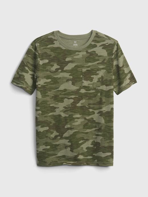 Erkek Çocuk Yeşil %100 Organik Pamuk Cepli T-Shirt
