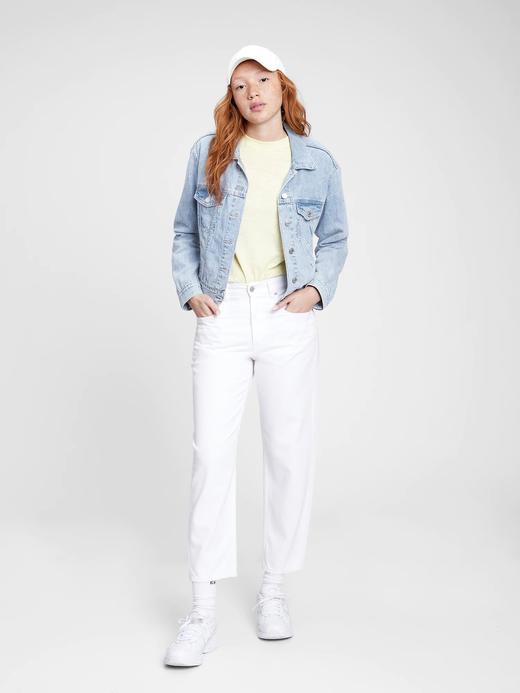 Kadın Açık Mavi Crop Icon Denim Ceket