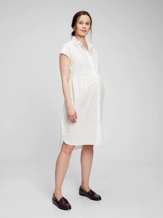 Kadın Beyaz Maternity Gömlek Elbise