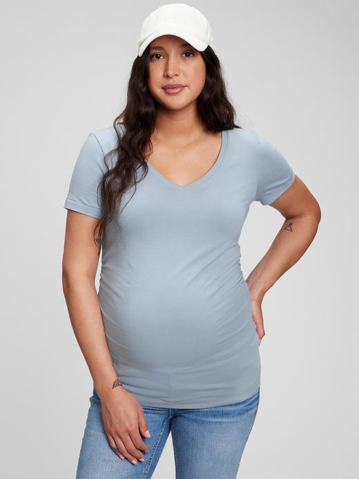Kadın Siyah Maternity Organik Pamuk Vintage T-Shirt