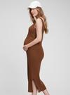 Kadın Kahverengi Maternity Ribanalı Askılı Elbise