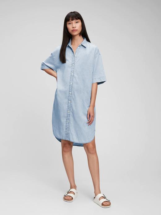 Kadın Açık Mavi Denim Wahswell™ Gömlek Elbise