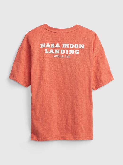 Erkek Çocuk Mavi NASA Grafik Baskılı T-Shirt