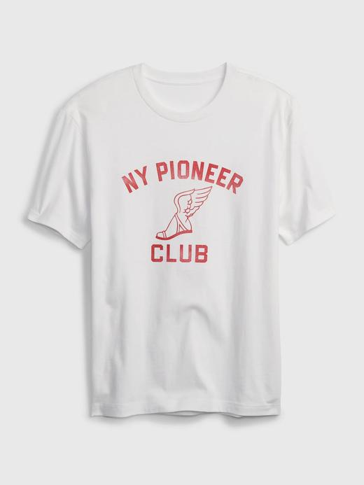Erkek Beyaz Gap x New York Pioneer Club Grafik Baskılı T-Shirt