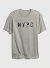 Erkek Gri Gap x New York Pioneer Club Grafik Baskılı T-Shirt