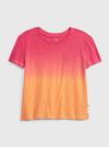 Kız Çocuk Pembe Batik 100% Organik Pamuk Cep Detaylı T-Shirt