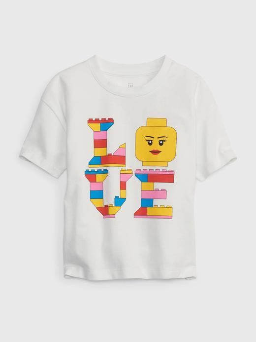 Kız Bebek Beyaz Lego %100 Organik Pamuk Grafik Baskılı T-Shirt