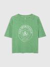 Genç Kız Yeşil 100% Organik Pamuk Grafik Baskılı T-Shirt