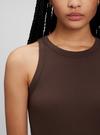 Kadın Kahverengi Batik Halter Yaka Askılı Üst