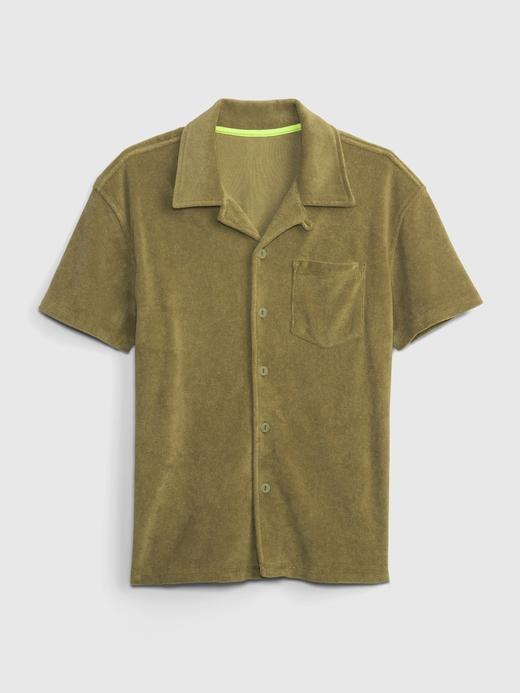 Erkek Çocuk Yeşil Havlu Kumaş Gömlek