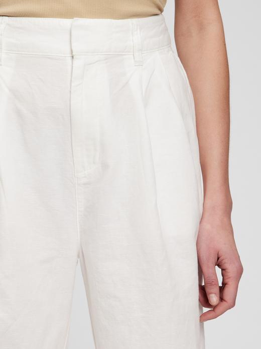 Kadın Beyaz High Rise Keten Karışımlı Washwell™ Wide Leg Pantolon