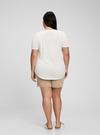 Kadın Bej Keten Karışımlı V Yaka T-Shirt