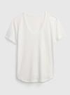 Kadın Mercan Keten Karışımlı V Yaka T-Shirt