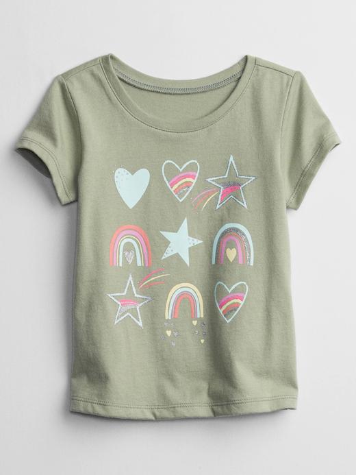Kız Bebek Haki Grafik Baskılı T-Shirt