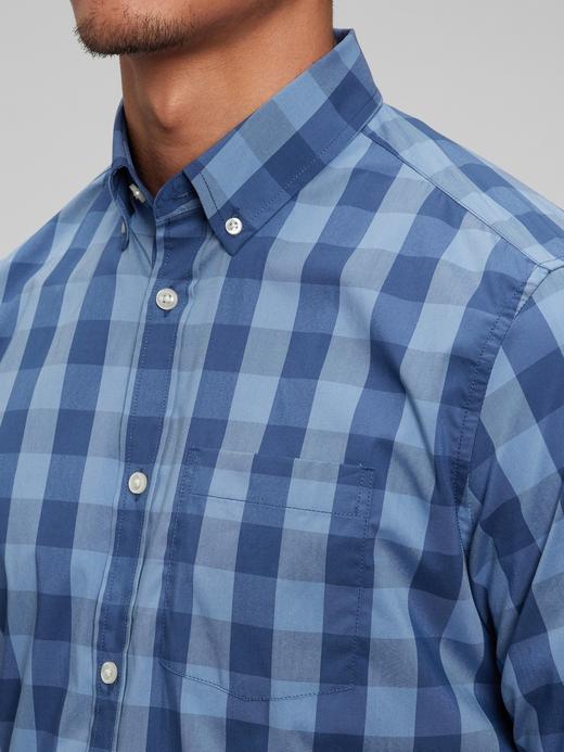 Erkek Mavi Ekoseli Eco CoolMax™ Standard Fit Poplin Gömlek