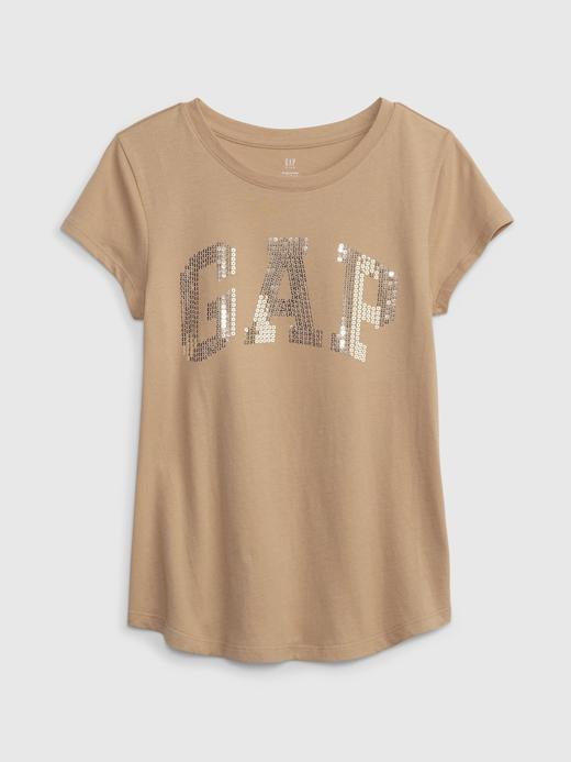 Kız Çocuk Kahverengi İşlemeli Gap Logo T-Shirt