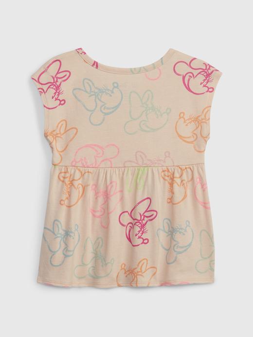 Kız Bebek Pembe Disney Minnie Mouse Grafik Baskılı Peplum T-Shirt