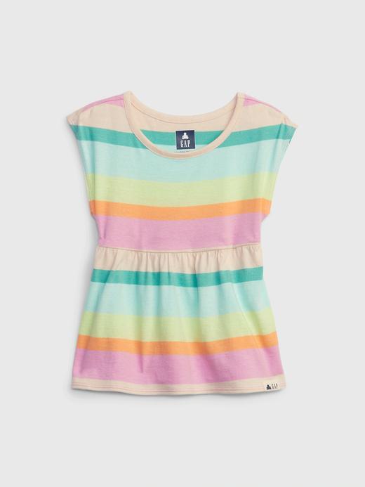 Kız Bebek Çok Renkli %100 Organik Pamuk Peplum T-Shirt