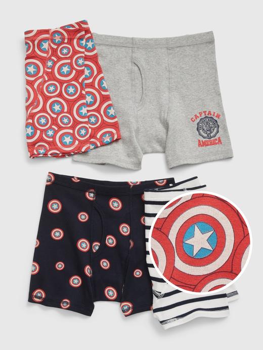 Erkek Çocuk Çok Renkli Marvel Captain America Grafik Baskılı Boxer (4'lü Paket)