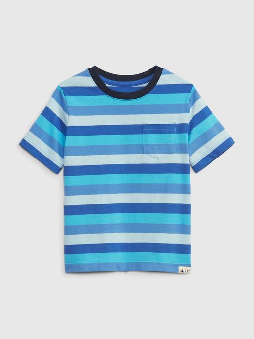 Erkek Bebek Mavi Çizgili 100% Organik Pamuk T-Shirt