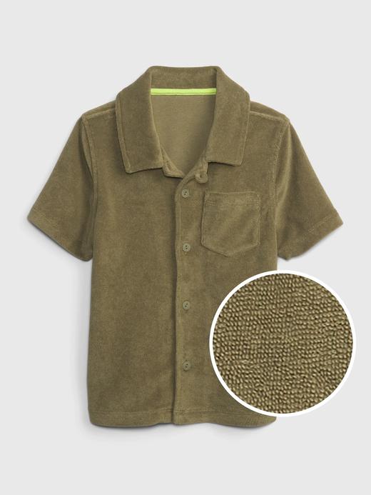 Erkek Bebek Yeşil Havlu Kumaş Kısa Kollu Gömlek