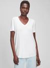 Kadın Beyaz Luxe V Yaka T-Shirt