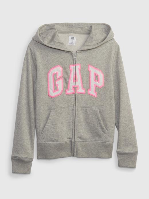 Kız Çocuk Gri Gap Logo Fermuarlı Sweatshirt
