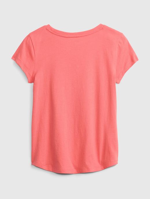 Kız Çocuk Lacivert 100% Organik Pamuk Grafik Baskılı T-Shirt