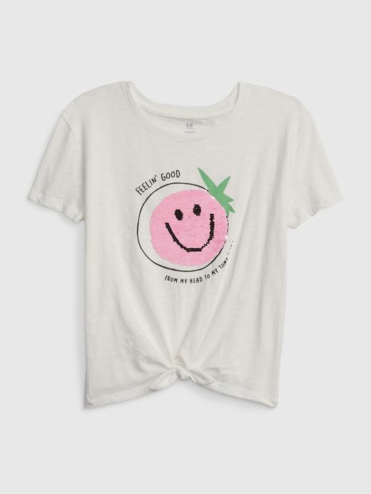 Kız Çocuk Beyaz %100 Organik Pamuk İşleme Detaylı T-Shirt