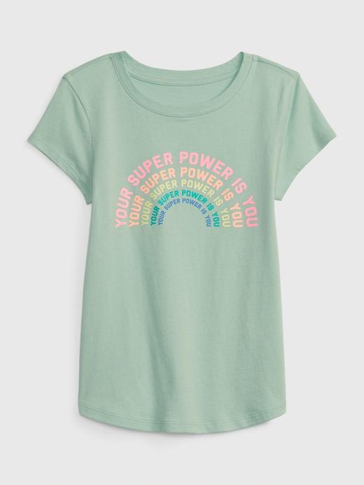 Kız Çocuk Yeşil 100% Organik Pamuk Grafik Baskılı T-Shirt