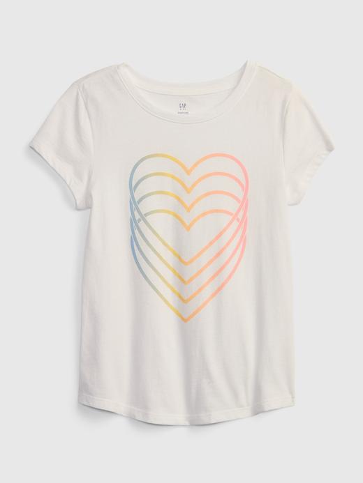 Kız Çocuk Beyaz 100% Organik Pamuk Grafik Baskılı T-Shirt