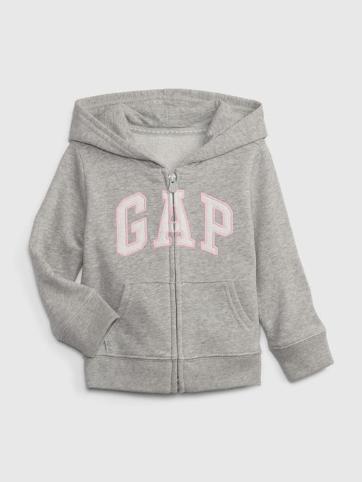 Kız Bebek Gri Gap Logo Fermuarlı Sweatshirt