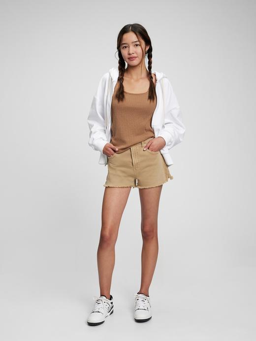 Genç Kız Kahverengi High Rise Washwell™ Khaki Denim Şort