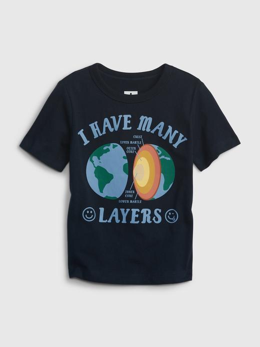 Erkek Bebek Lacivert %100 Organik Pamuk Grafik Baskılı T-Shirt