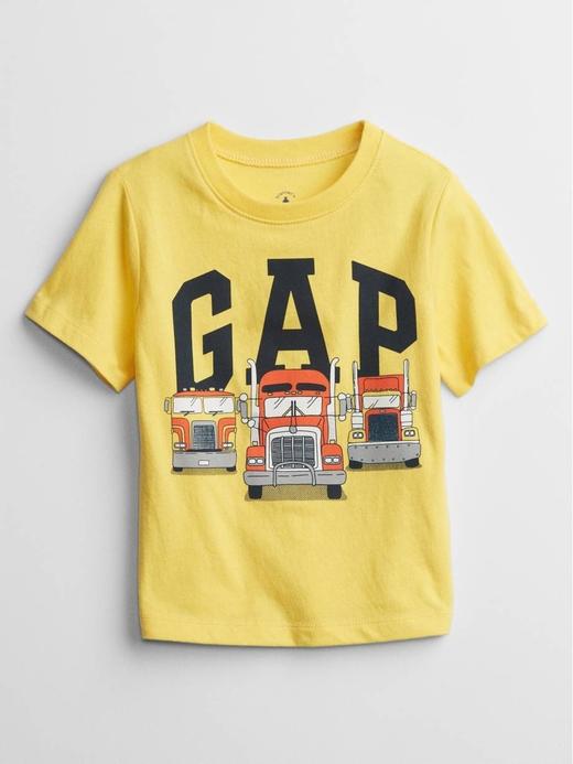 Erkek Bebek Sarı Gap Logo Grafik Baskılı T-Shirt