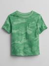 Erkek Bebek Yeşil Grafik Baskılı Bisiklet Yaka T-Shirt
