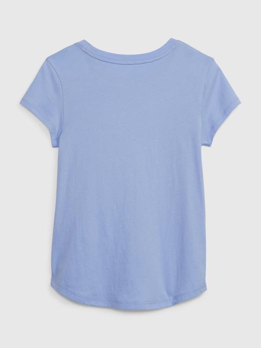 Kız Çocuk Koyu Mavi 100% Organik Pamuk Grafik Baskılı T-Shirt