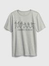 Erkek Çocuk Açık Gri 100% Organik Pamuk Grafik Baskılı T-Shirt