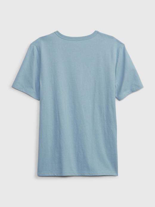Erkek Çocuk Mavi 100% Organik Pamuk Grafik Baskılı T-Shirt