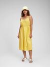 Kadın Sarı V Yaka Midi Elbise