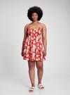 Kadın Pembe Çiçekli Büzgülü Mini Elbise