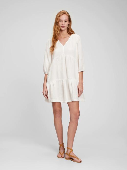 Kadın Beyaz V Yaka Mini Elbise