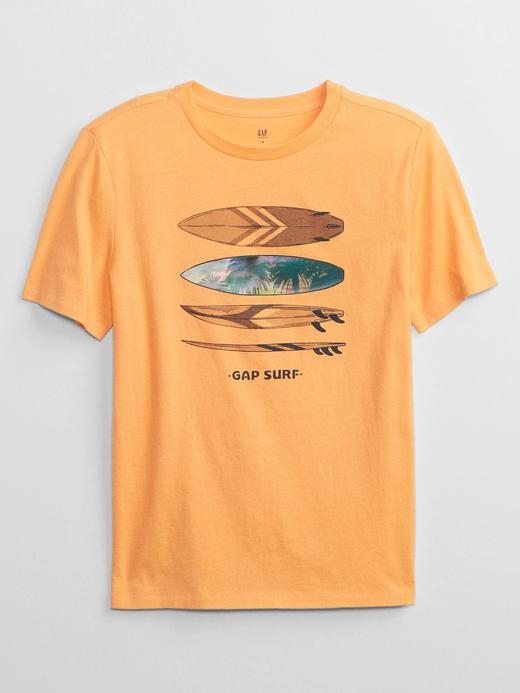 Erkek Çocuk Turuncu Grafik Baskılı Kısa Kollu T-Shirt