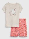 Kız Çocuk Çok Renkli 100% Organik Pamuk Unicorn Grafik Baskılı Pijama Seti