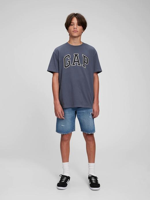Genç Erkek Mavi 100% Organik Pamuk Gap Logo T-Shirt