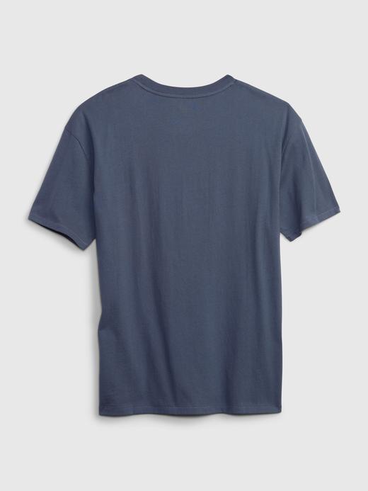 Genç Erkek Mavi 100% Organik Pamuk Gap Logo T-Shirt