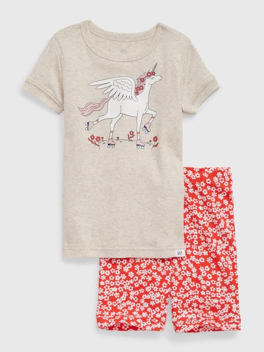 Kız Bebek Çok Renkli 100% Organik Pamuk Unicorn Grafik Baskılı Pijama Seti